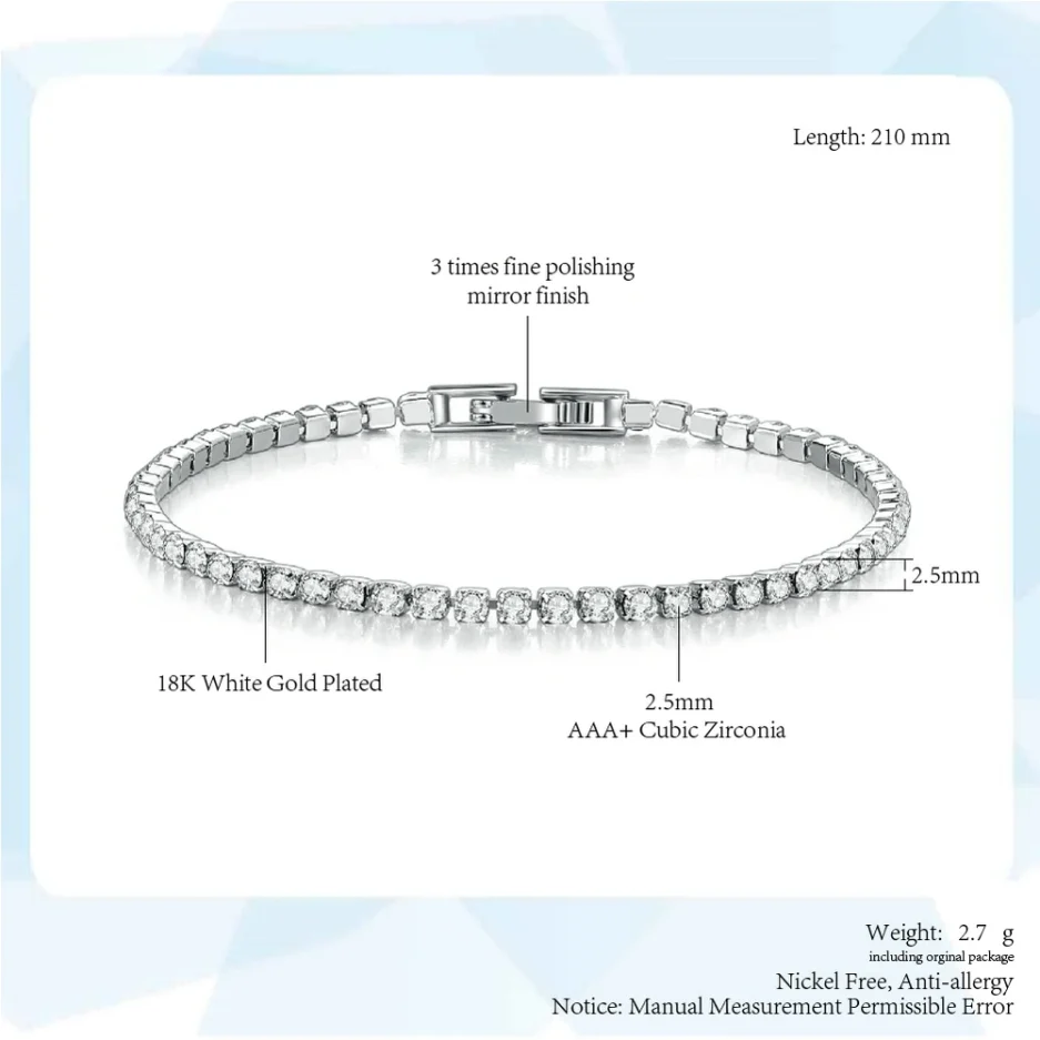 Fashion Multicolor Tennis Bracelet for Women 2.5/3/4/5mm Zirconia Charm Designer Tennis Chain Men Bracelet Wedding Jewelry KC128 - Image 6