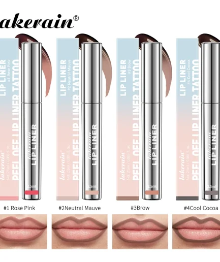 Highly Pigmented Lip Liner Tattoo Matte Peel Off Enhance Lip Liner Lasting Lip Stain Waterproof 4Colors Transfer-proof Lipstic