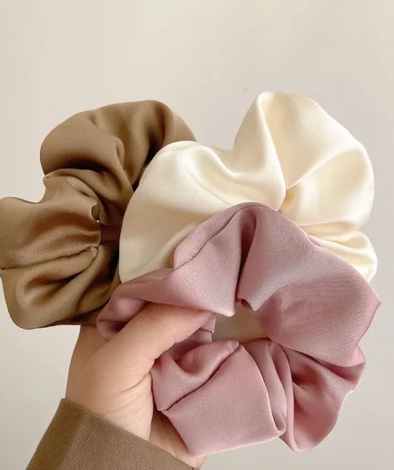 French Style Women Silk Scrunchie high sense Solid Color Hair Bands ladies Sports Dancing Ponytail Holder Hair Accessories Ties