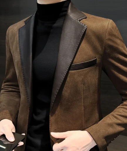 Single Breasted Splicing New In Jacket for Men Vintage Coats Luxury Designer High Quality Spring Clothes Man Suits and Blazers
