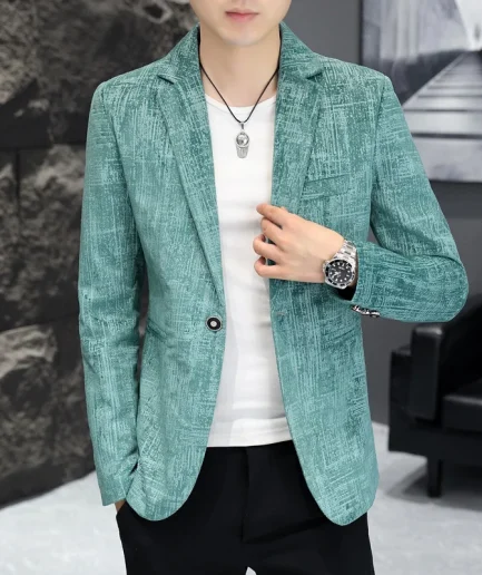 Men's Slim Fit Single Breasted Suit 2024 Fashion Korean Style Casual Small Coat Handsome Trend for Spring Autumn