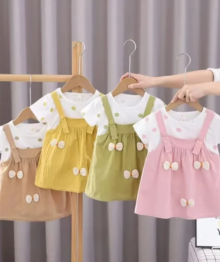 Baby Girl Clothes Summer Polka Dot Print Cute Three-Dimensional Bow Decoration Baby Dresses Sweet Birthday Party Baby Clothes