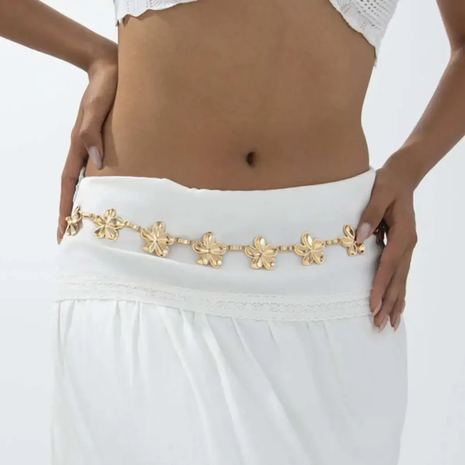 Ingemark 2 Styles Creative Exquisite Metal Flower Jeans Dress Waist Chain for Women Summer Bikini Sexy Belly Chain Charm Jewelry - Image 2