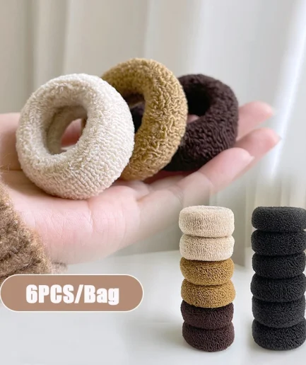 6Pcs/Bag Girls Thick Elastic Hair Bands Solid Seamless Scrunchies Rubber Bands for Women Hair Ties Ropes Accessories
