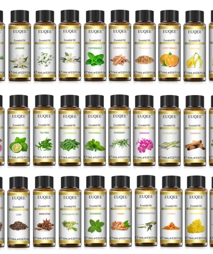 EUQEE 10ml Pure Natural Essential Oil Lavender Jasmine Eucalyptus Vanilla Sandalwood Sweet Orange Lemon Oregano Neroli Fragrance
