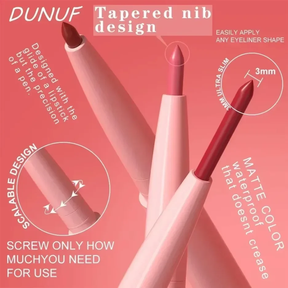 Tapered Nib Lip Liner Pencil Matte Red Brown Plumping Lip Stain Lasting Waterproof Fine Lipstick Slim Lip Outline Contour Makeup - Image 5