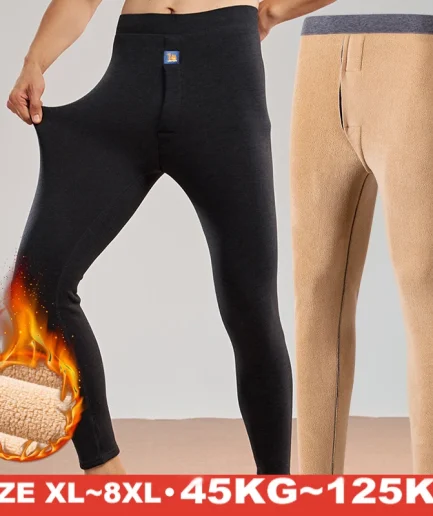Thermal Underwear Men's Winter Clothes Fleece Keep Warm Slim Pants Soft comfortable Underpants Sleepwear Thermo Leggings 8XL 7XL