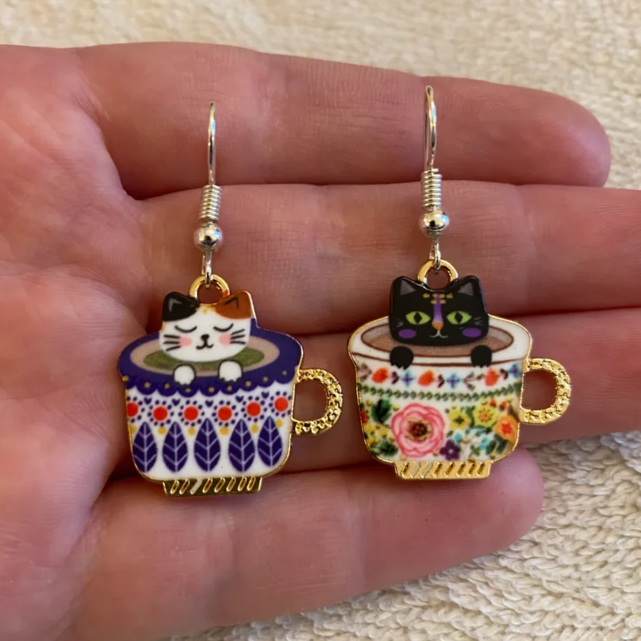 New Fashion Cute Sweeet Cup Cat Drop Dangle Earrings for Women Girls Party Jewelry Gift - Image 2