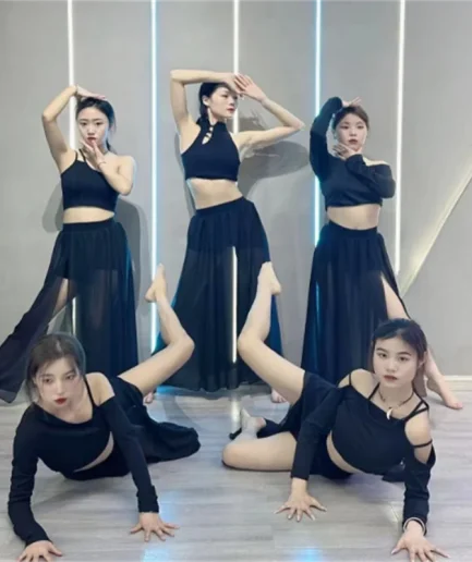 2025 Summer New Jazz Dance Suit for Women Black Sexy Dress Modern Zumba Tango Dance Group Set Training Performance Costume