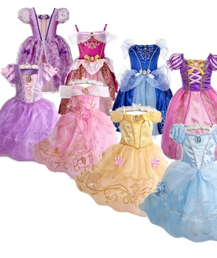 Children Princess Costume Party Fancy Flower Vestido New 2024 Christmas Birthday Carnival Dress Up Rapunzel Belle Disguise Frock