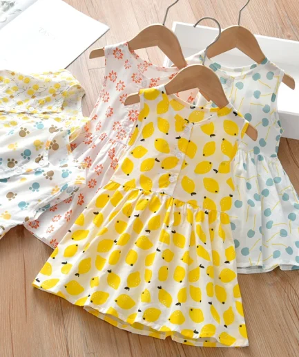 Girls' Dress Summer 100% Cotton Baby Sundress 1-7 Years Kids Princess Dress Children'S Flower Fruit Dress Thin And Comfortable