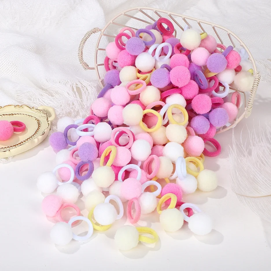 20pcs New Kids Elastic Hair Bands Girls Plush Ball Rubber Band Children Sweets Scrunchie Hair Ties Clip Baby Hair Accessories - Image 4
