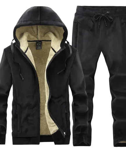 Winter Sportsuit Brand New Thermal Hoodies Warm Sport Suit Men Pants Fleece Tracksuit Windproof Men Gym Sportswear 2 Pieces Set