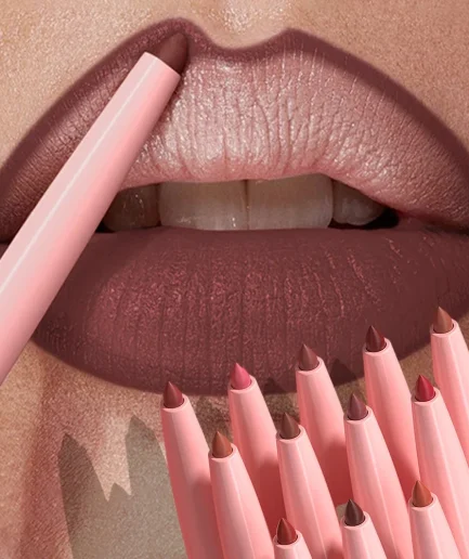 Tapered Nib Lip Liner Pencil Matte Red Brown Plumping Lip Stain Lasting Waterproof Fine Lipstick Slim Lip Outline Contour Makeup