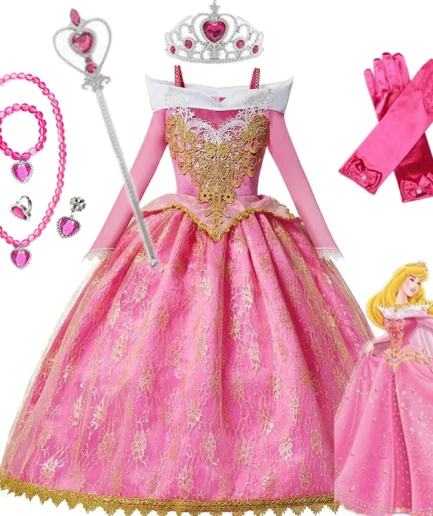"Sleeping Beauty" Aurora Princess Dress for Girls Fancy Birthday Party Role Costume Masquerade Carnival Cosplay Dress Up